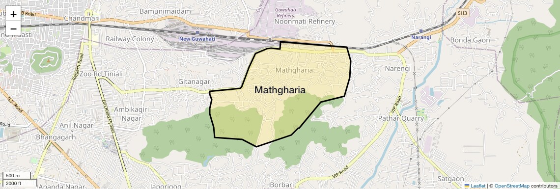 Location Map of Mathgharia, Guwahati