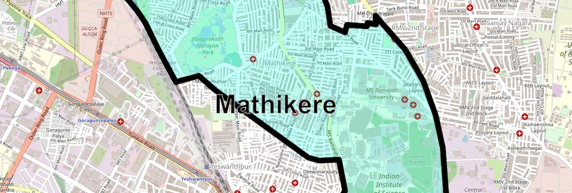 Location Map of Mathikere, Bangalore