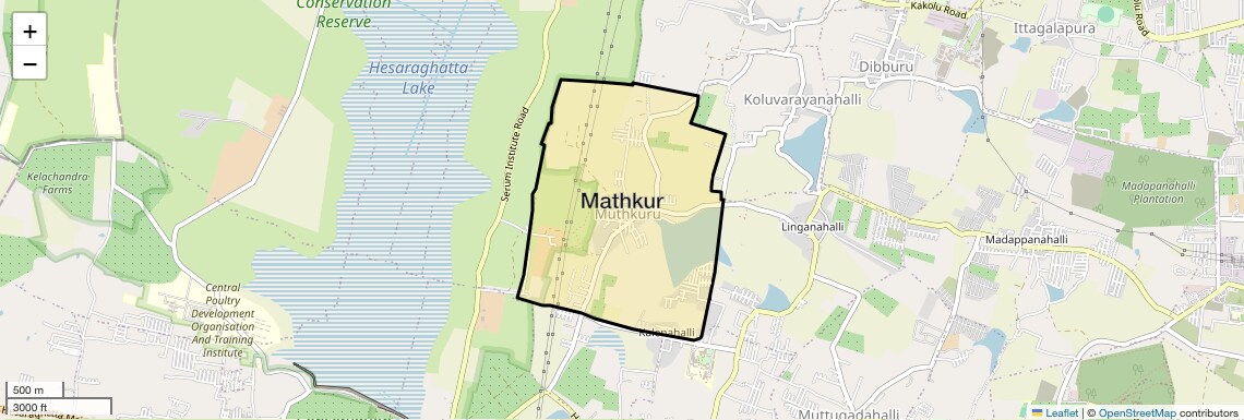Location Map of Mathkur, Bangalore