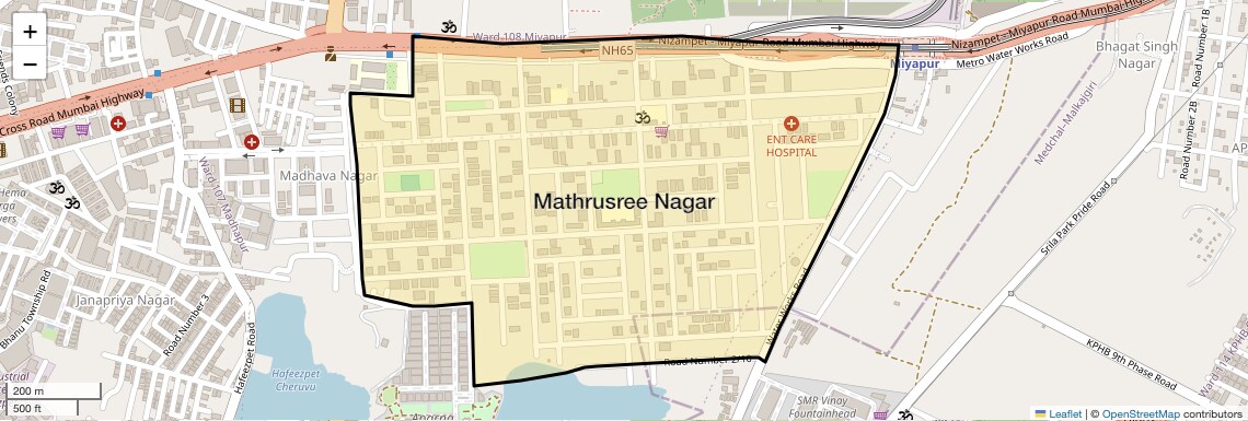 Location Map of Mathrusree Nagar, Hyderabad