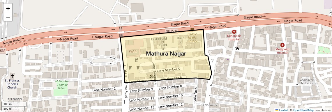 Location Map of Mathura Nagar, Pune