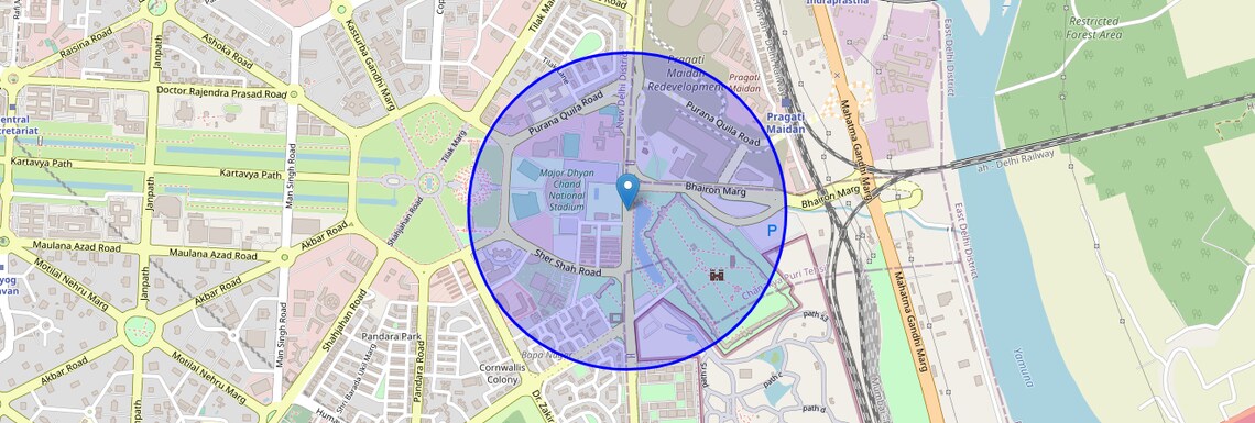 Location Map of Mathura Road, Delhi