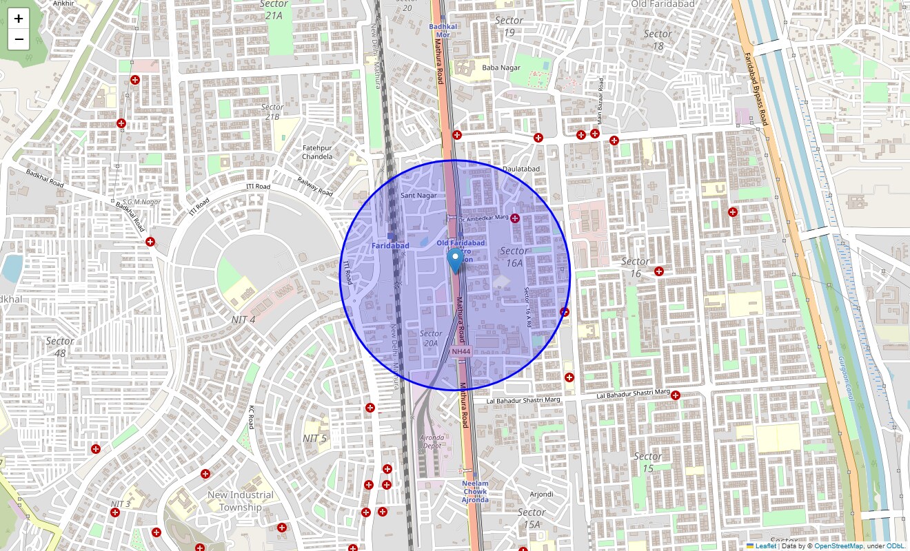 Check Time Travel of Mathura Road, Faridabad