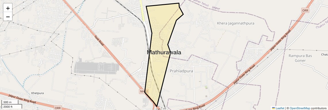 Location Map of Mathurawala, Jaipur