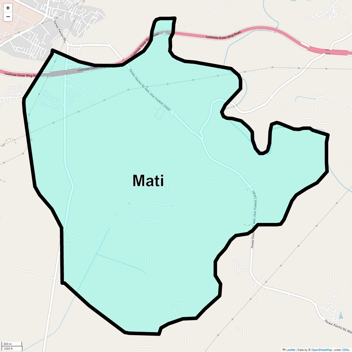 Location Map of Mati, Lucknow
