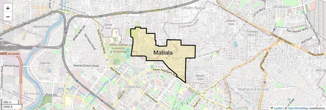 Location Map of Matiala, Delhi