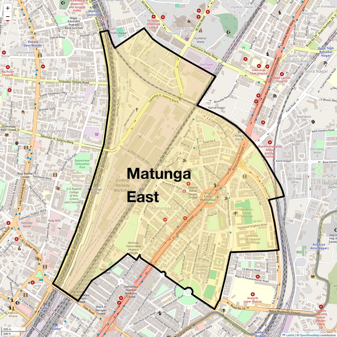 Location Map of Matunga East, Mumbai