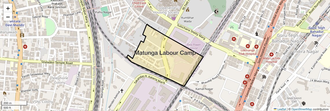 Location Map of Matunga Labour Camp, Mumbai
