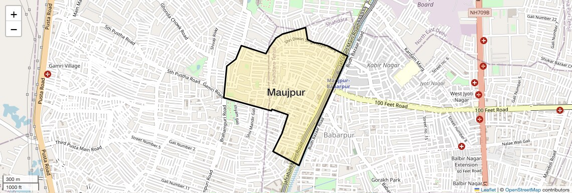 Location Map of Maujpur, Delhi