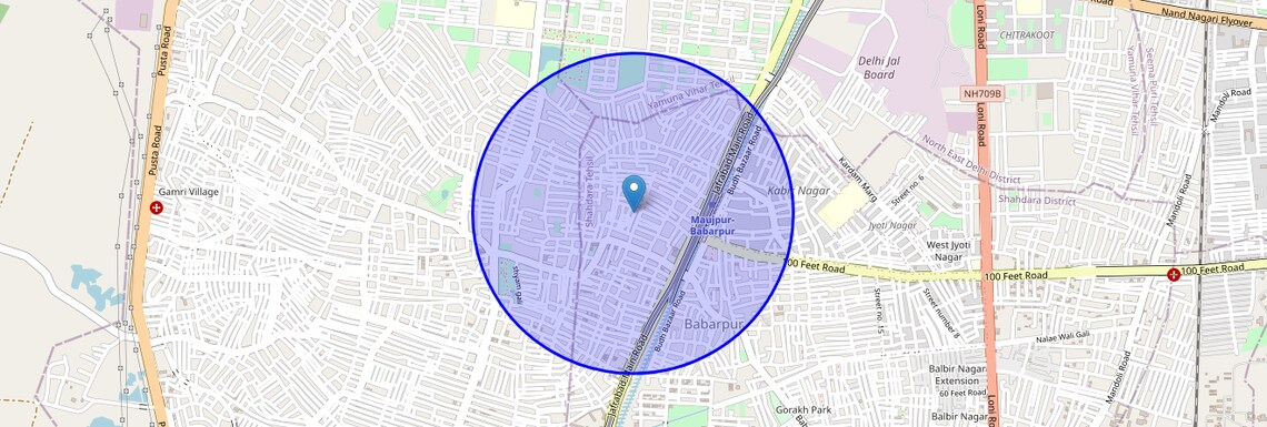 Location Map of Maujpur, Delhi