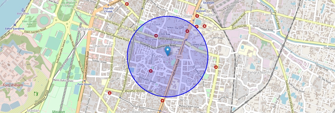 Location Map of Maula Ali, Kolkata