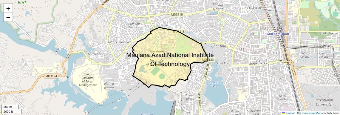 Location Map of Maulana Azad National Institute Of Technology, Bhopal