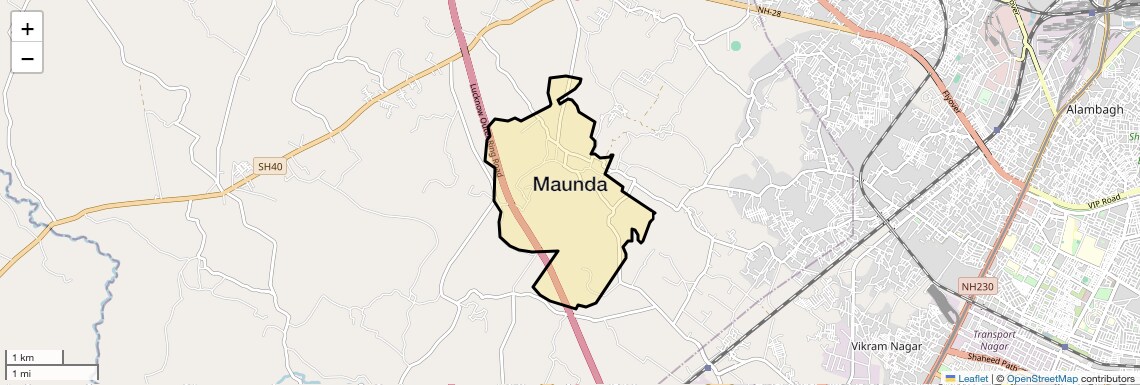 Location Map of Maunda, Lucknow
