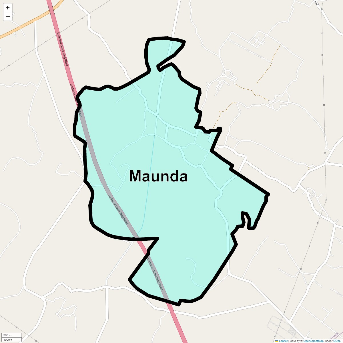 Location Map of Maunda, Lucknow