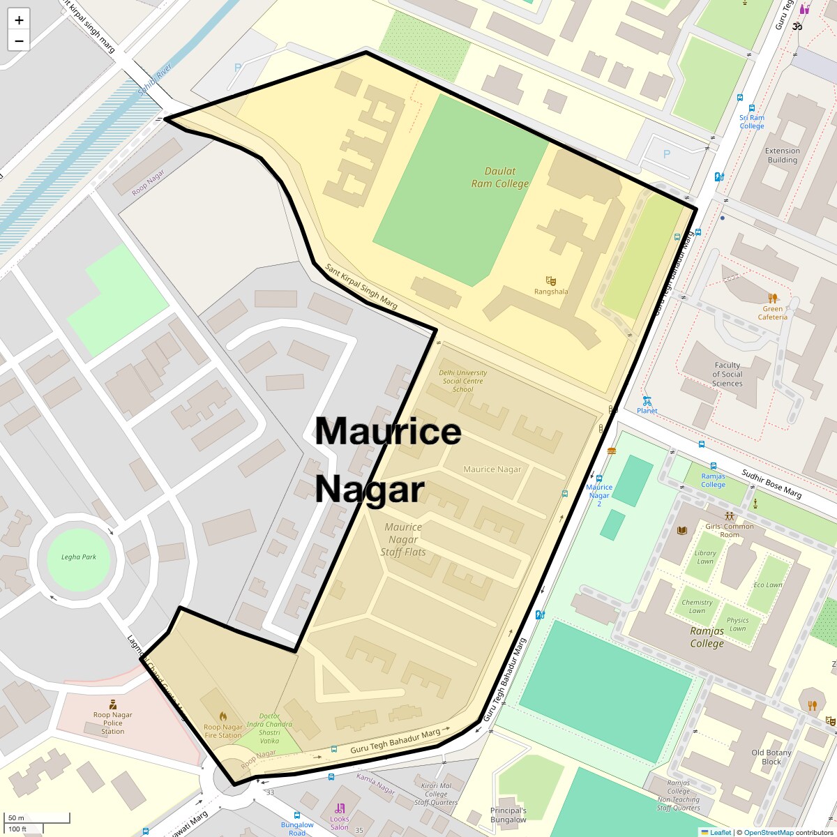 Location Map of Maurice Nagar, Delhi