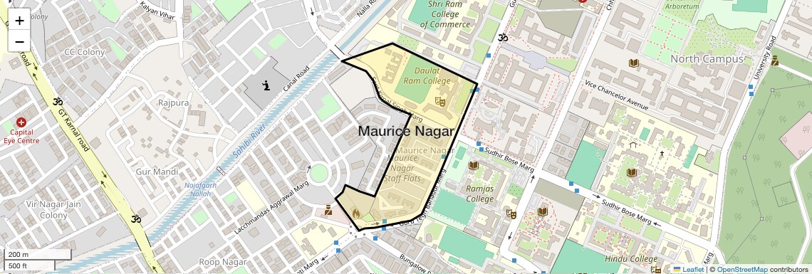 Location Map of Maurice Nagar, Delhi