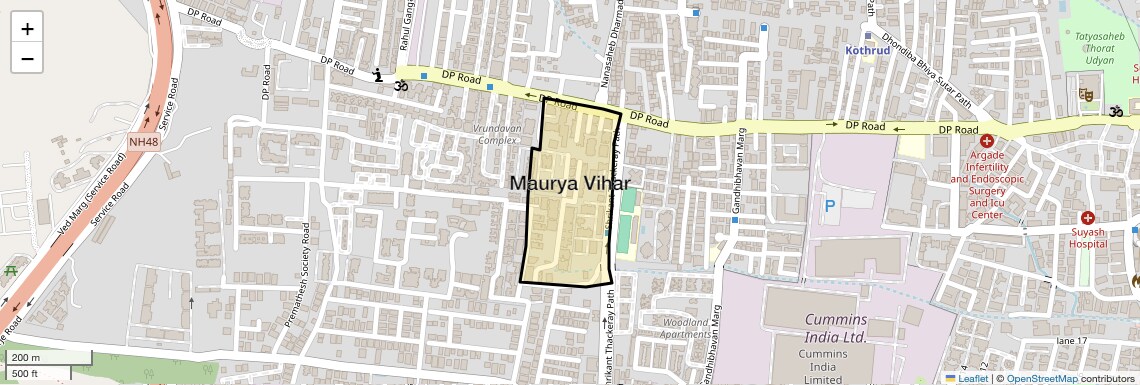 Location Map of Maurya Vihar, Pune