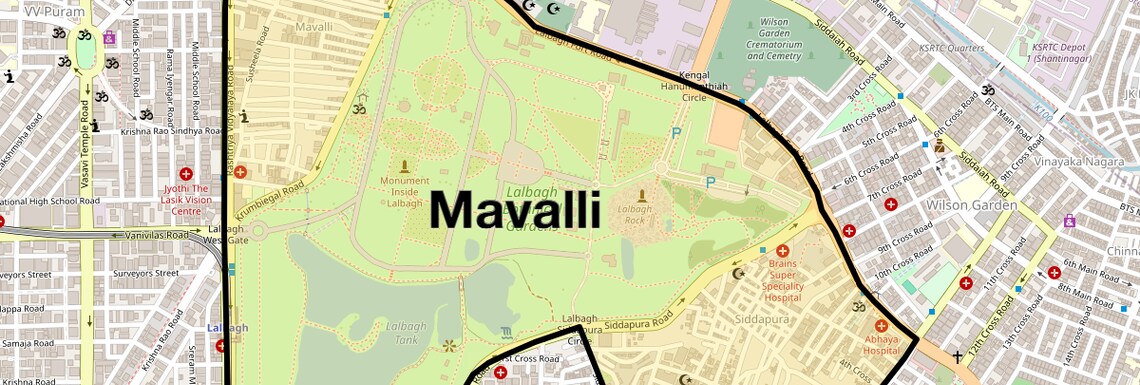 Location Map of Mavalli, Bangalore