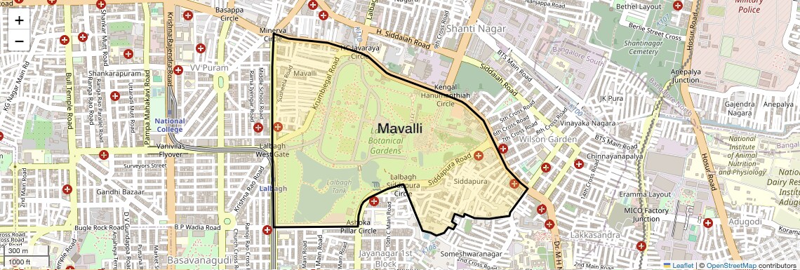 Location Map of Mavalli, Bangalore