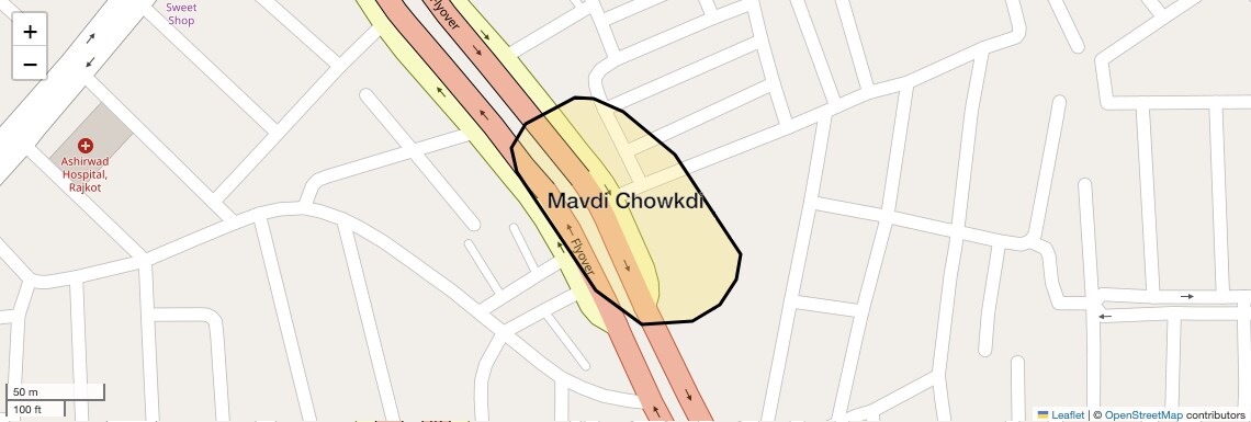 Location Map of Mavdi Chowkdi, Rajkot