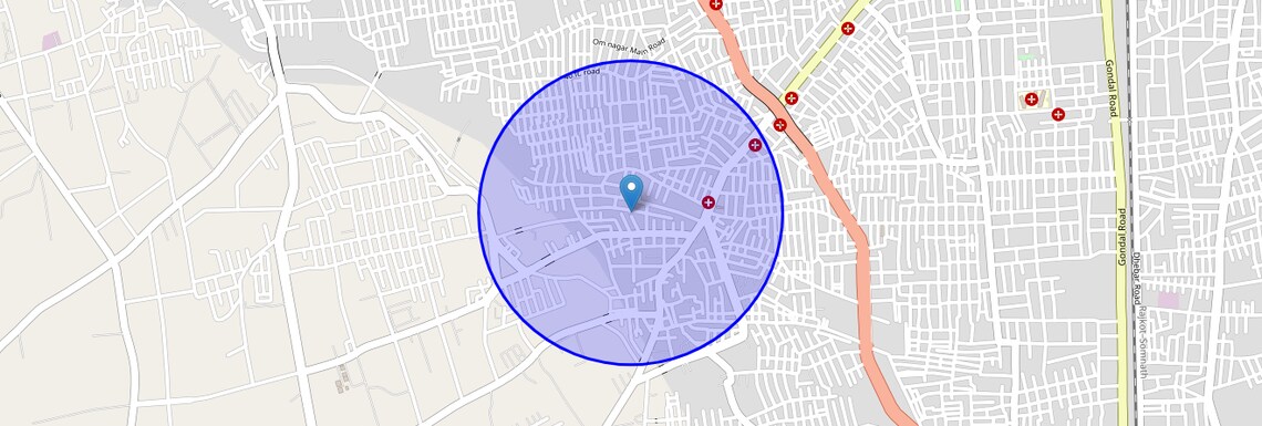 Location Map of Mavdi, Rajkot