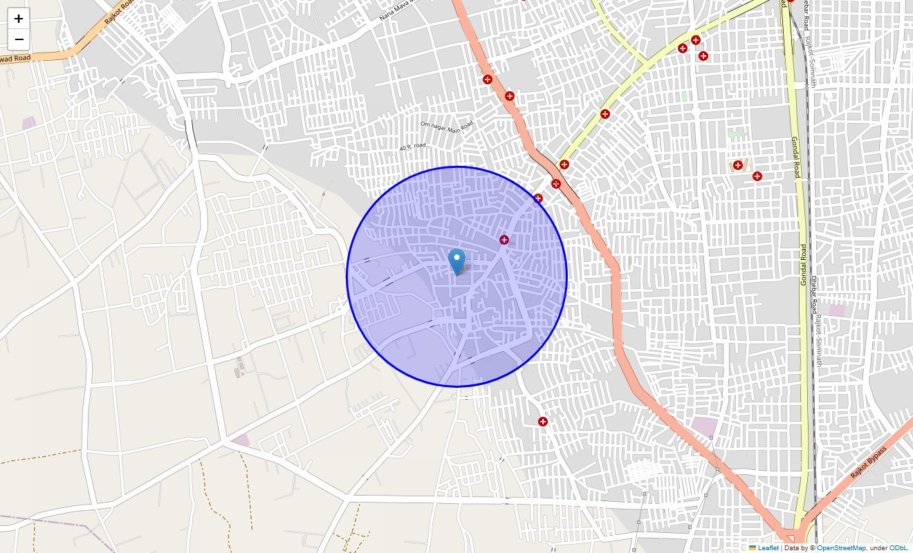 Location Map of Mavdi Village, Rajkot