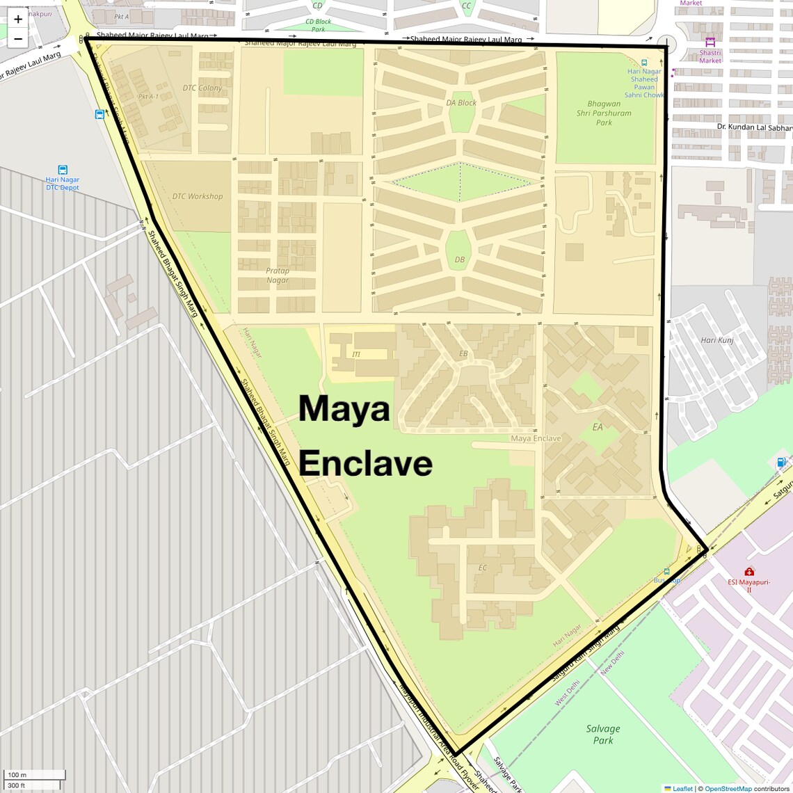 Location Map of Maya Enclave, Delhi