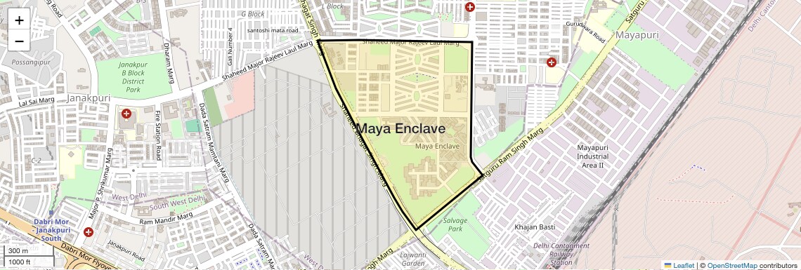 Location Map of Maya Enclave, Delhi