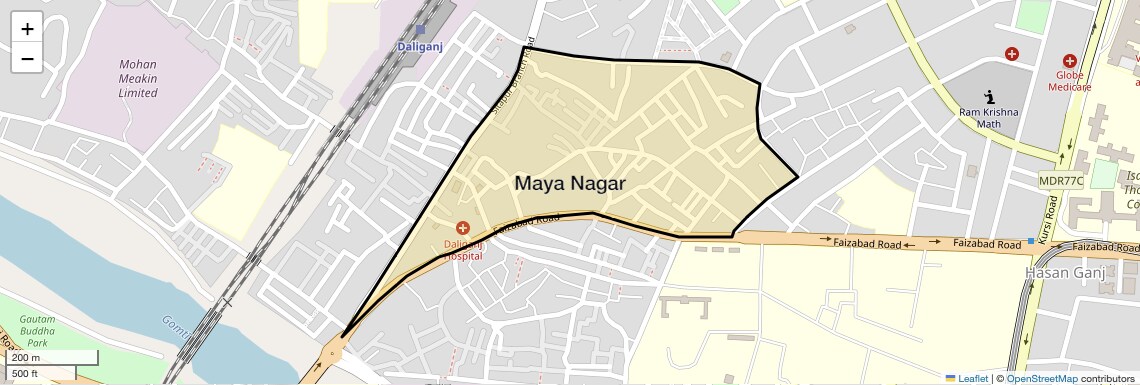 Location Map of Maya Nagar, Lucknow