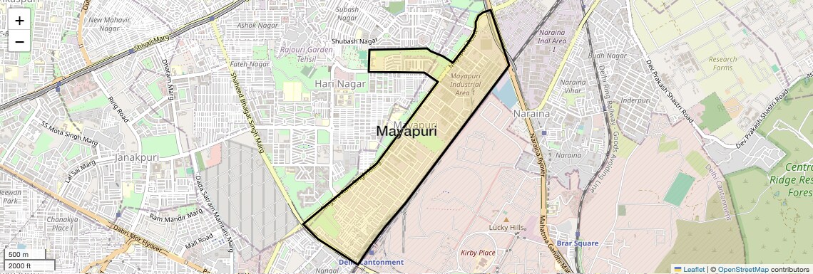Location Map of Mayapuri, Delhi