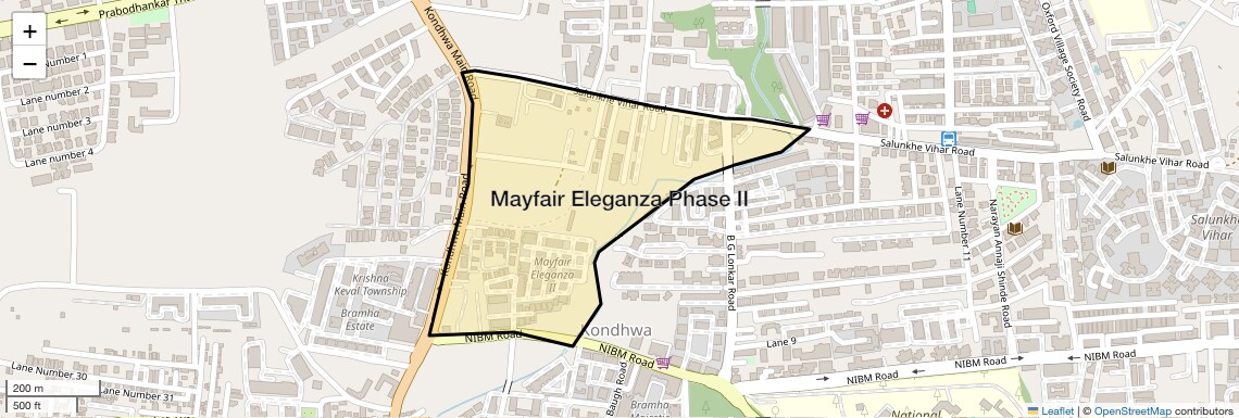 Location Map of Mayfair Eleganza Phase II, Pune
