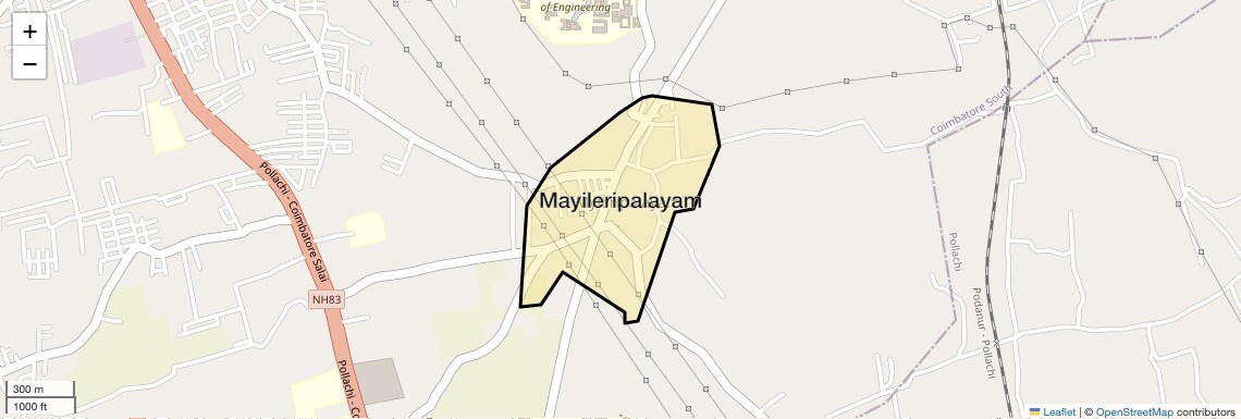 Location Map of Mayileripalayam, Coimbatore