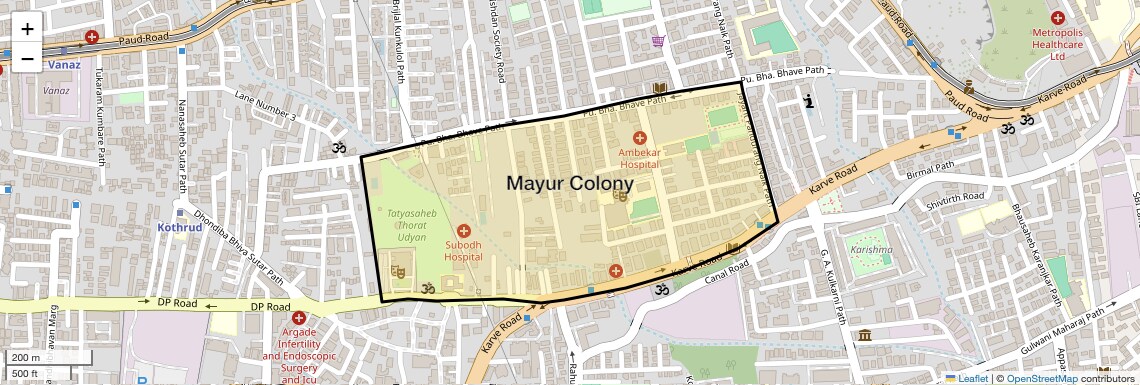 Location Map of Mayur Colony, Pune