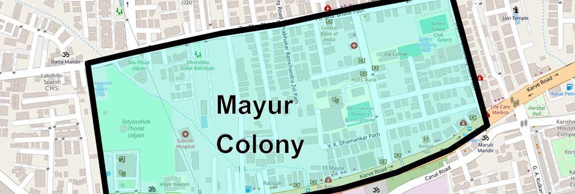 Location Map of Mayur Colony, Pune