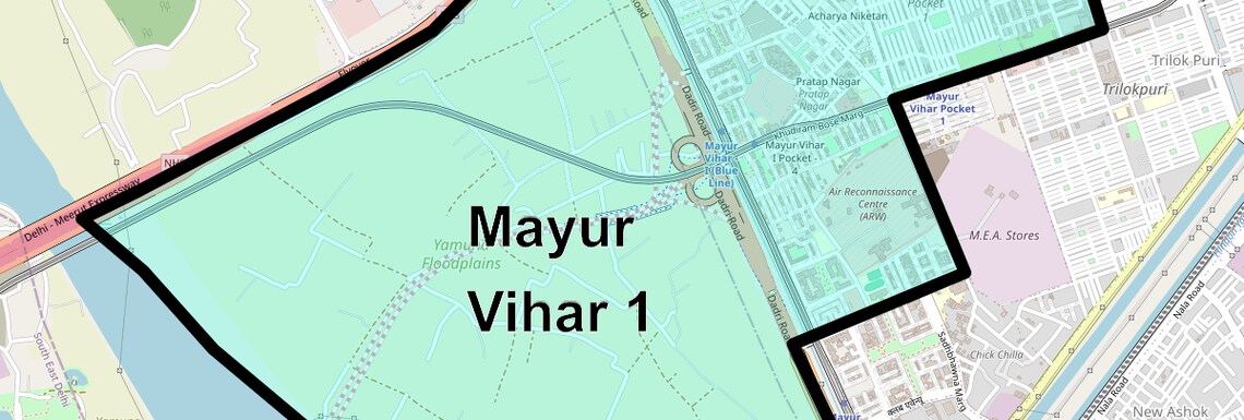 Location Map of Mayur Vihar 1, Delhi