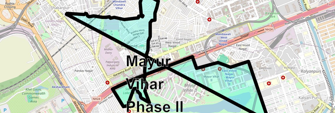 Location Map of Mayur Vihar Phase ii, Delhi