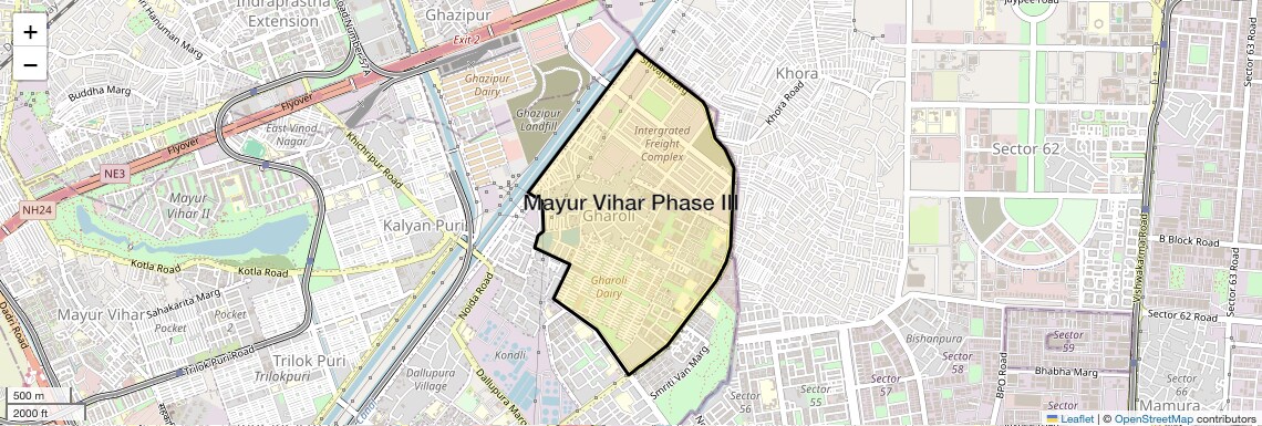 Location Map of Mayur Vihar Phase III, Delhi