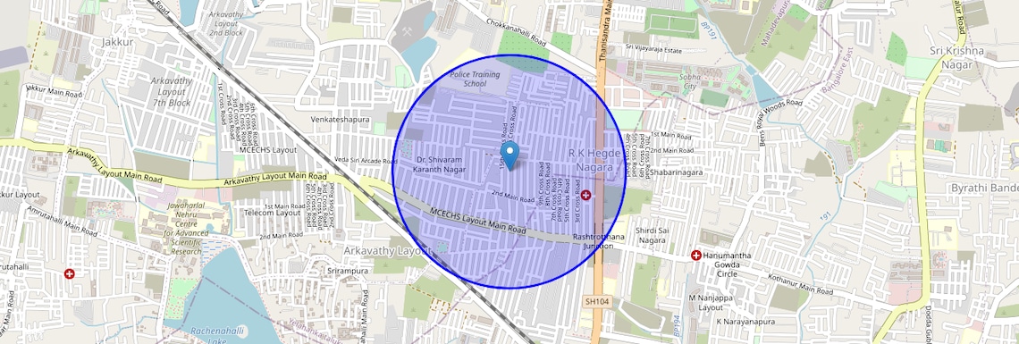 Location Map of MCECHS Layout, Bangalore