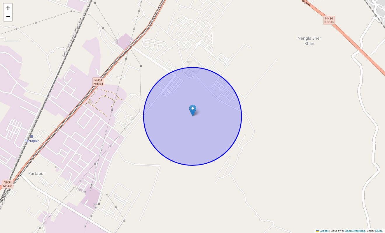 Location Map of Mda, Meerut