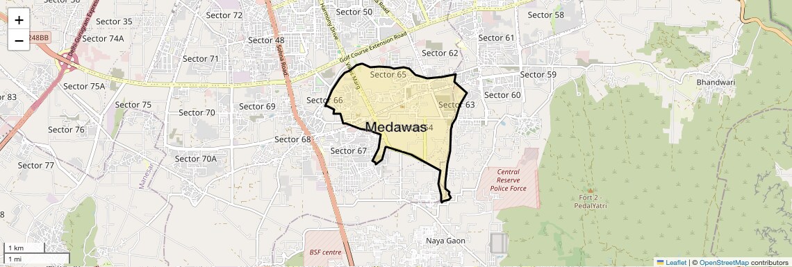 Location Map of Medawas, Gurgaon
