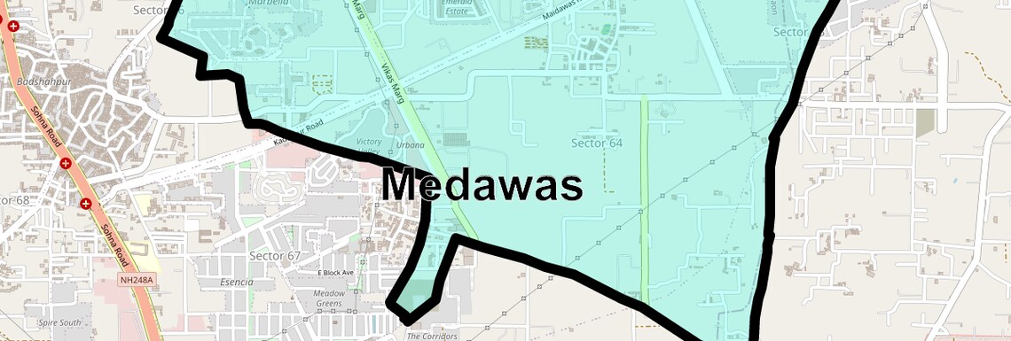 Location Map of Medawas, Gurgaon