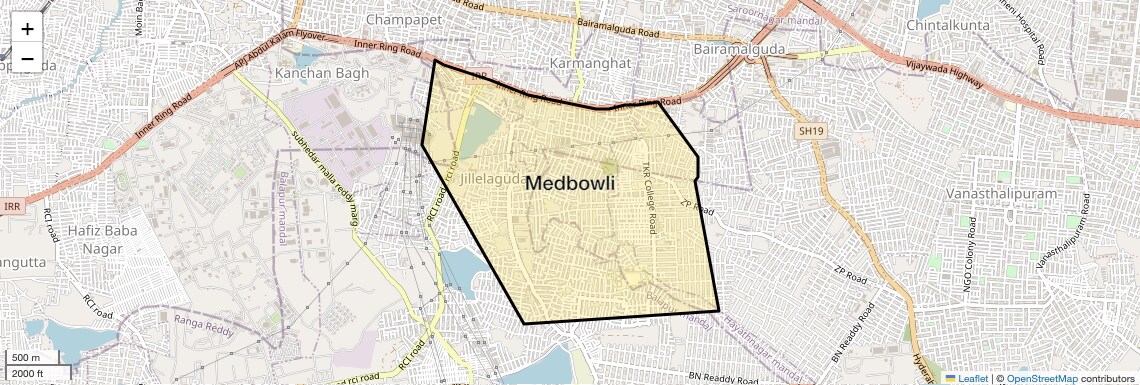 Location Map of Medbowli, Hyderabad