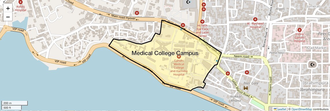 Location Map of Medical College Campus, Bhopal