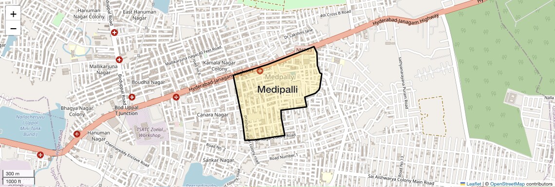 Location Map of Medipalli, Hyderabad
