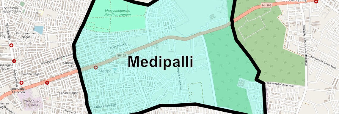 Location Map of Medipalli, Hyderabad