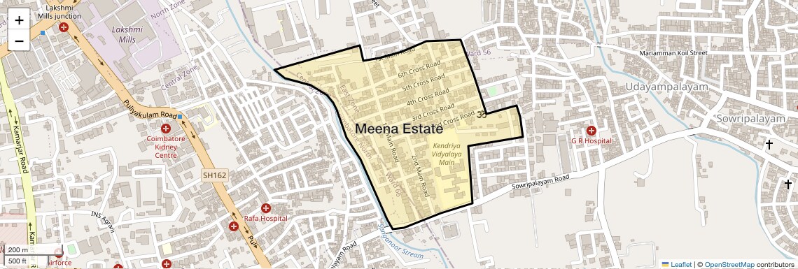 Location Map of Meena Estate, Coimbatore