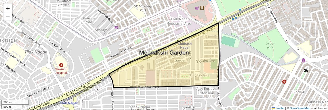 Location Map of Meenakshi Garden, Delhi