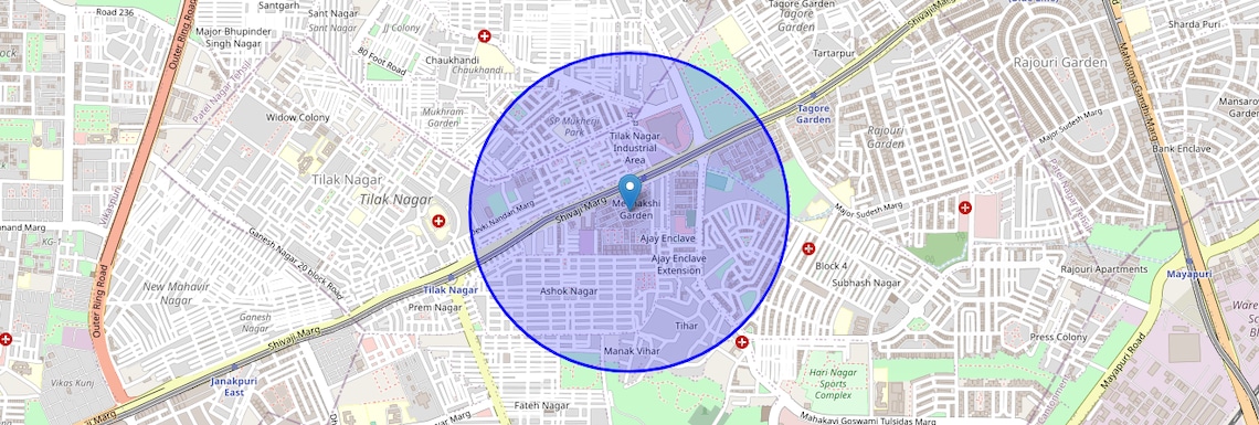 Location Map of Meenakshi Garden, Delhi