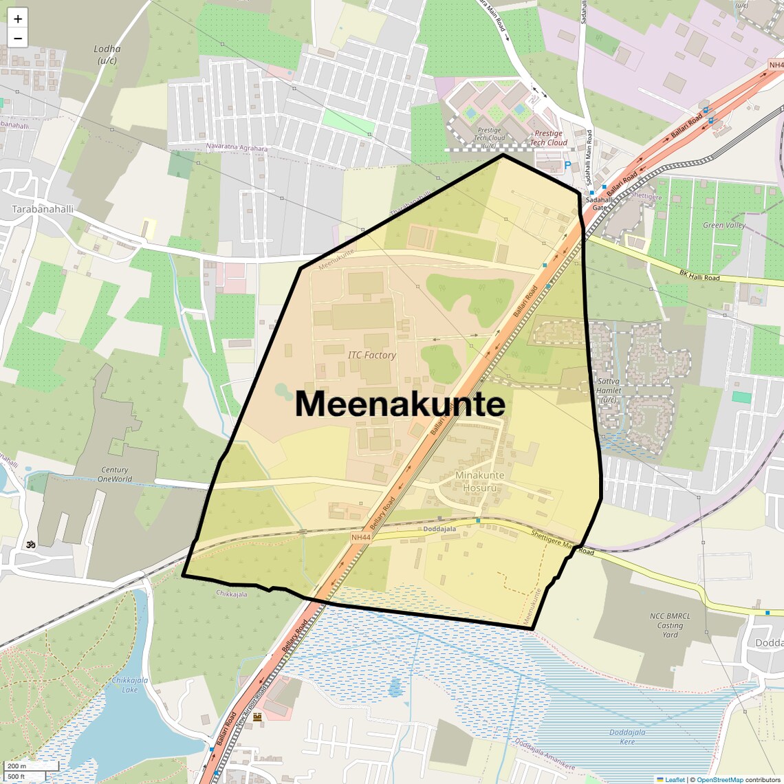 Location Map of Meenakunte, Bangalore