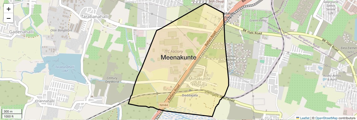 Location Map of Meenakunte, Bangalore